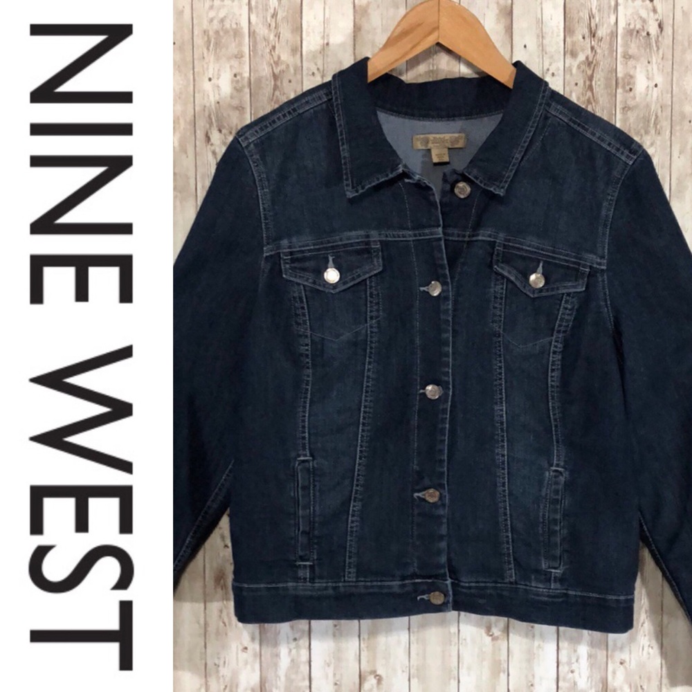 NWOT Nine West Patchwork Blue Jean Jacket Size XL